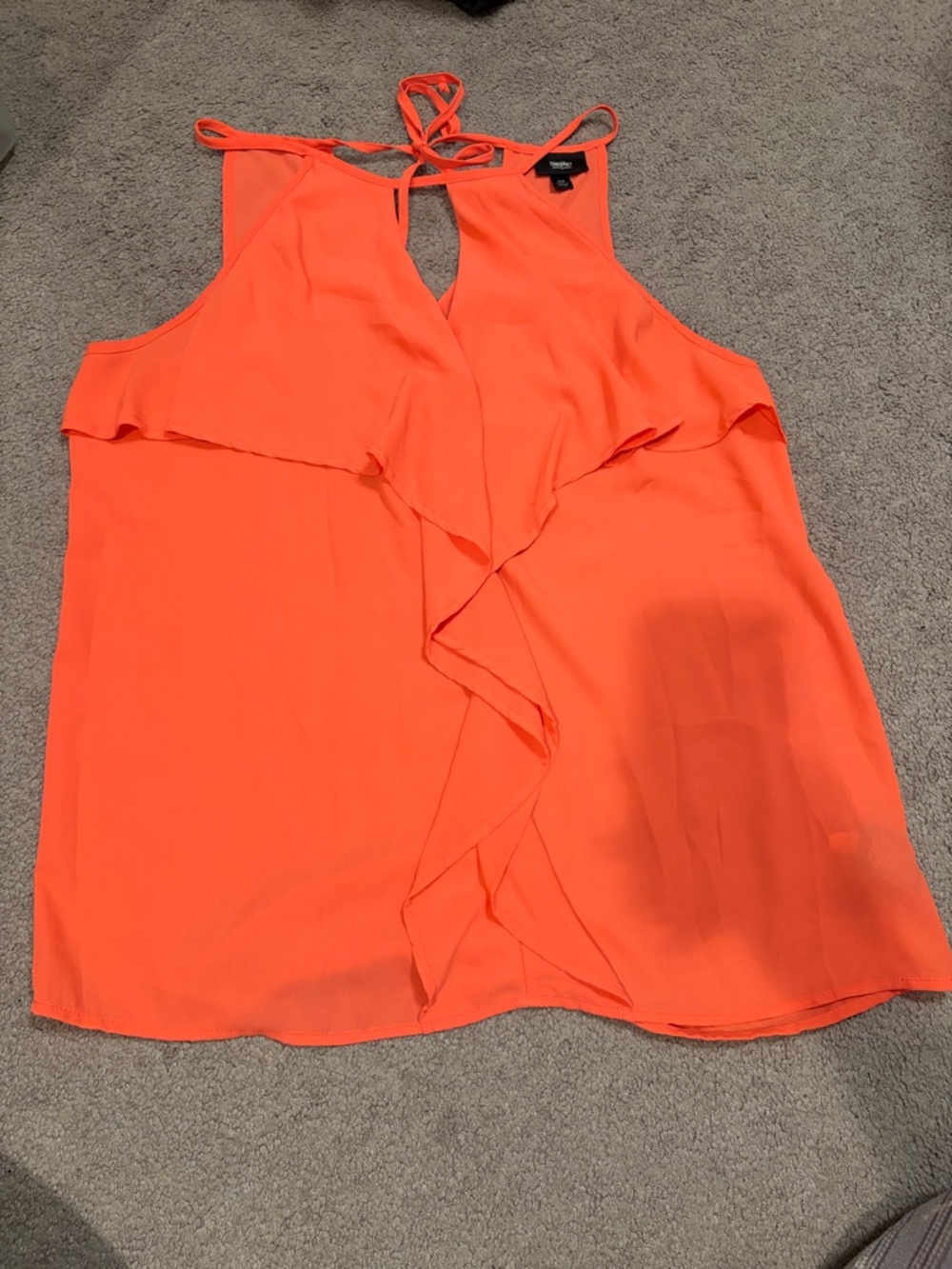 Worthington Neon Coral Ruffle Halter Camisole